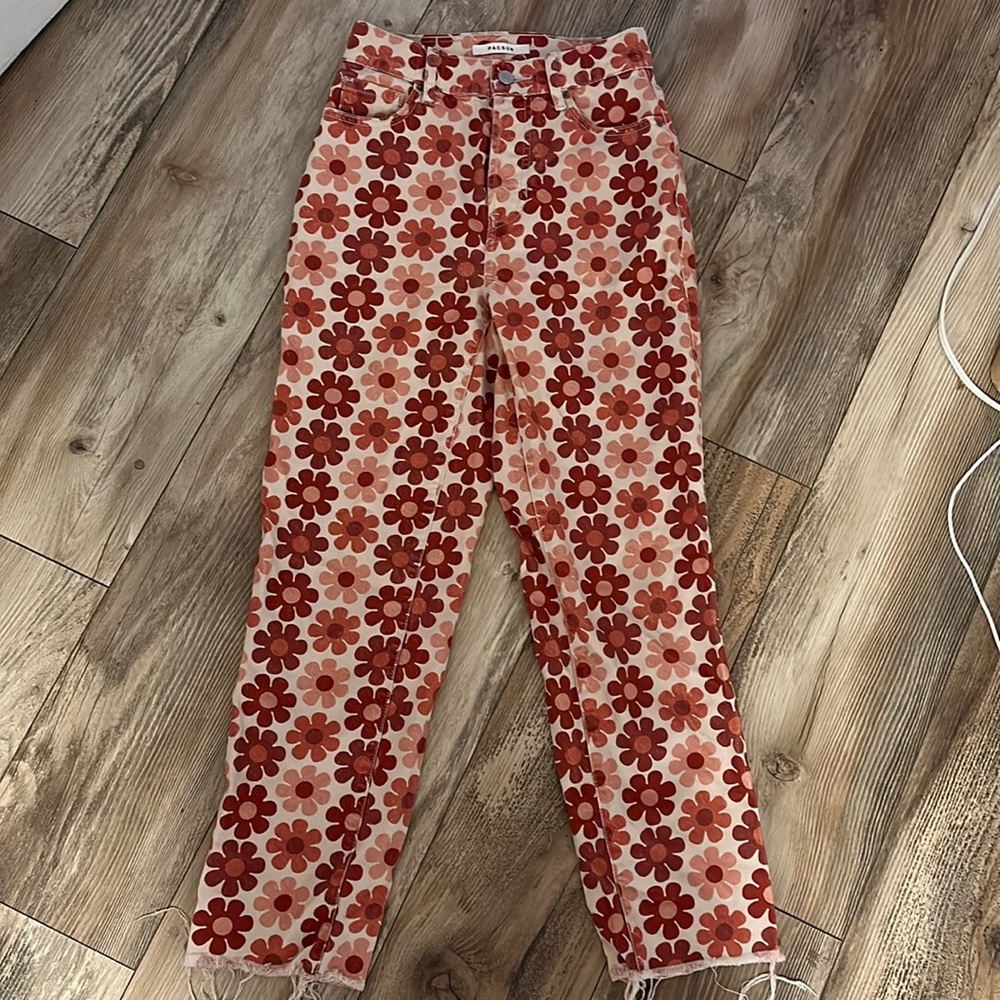 PacSun High Rise Straight Jean with Flowers